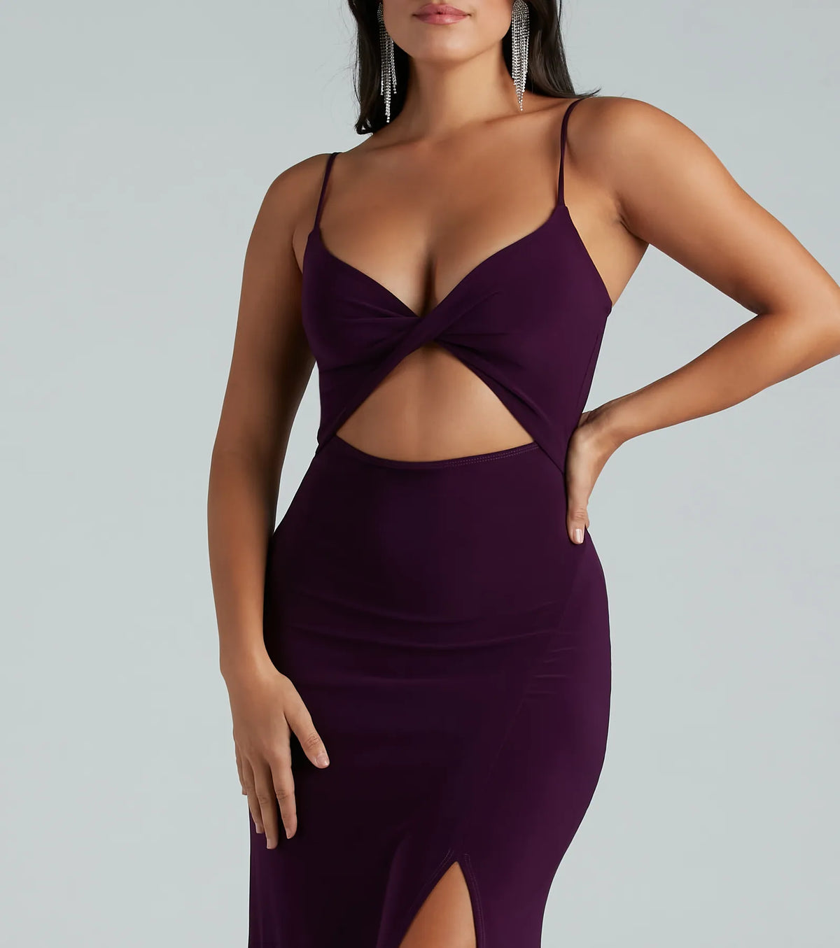 Cindy Formal V-Neck Cutout A-Line Long Dress