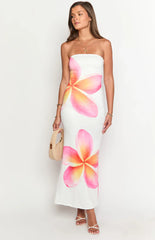 Arizona White Frangipani Maxi Dress