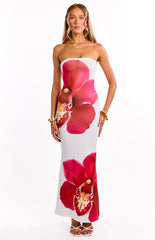 Arizona White Orchid Print Maxi Dress
