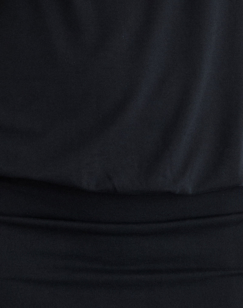 Belia Cinched Waist Mini Dress in Black