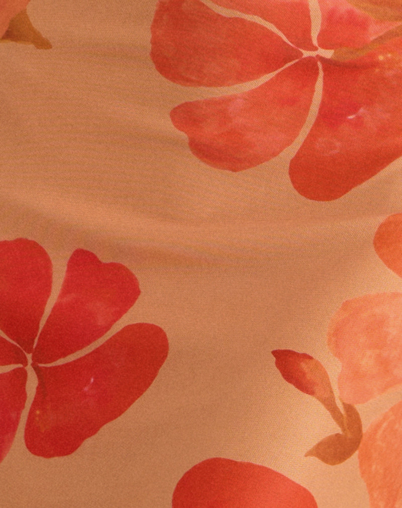 Dalesio Maxi Dress in Watercolour Hibiscus Orange