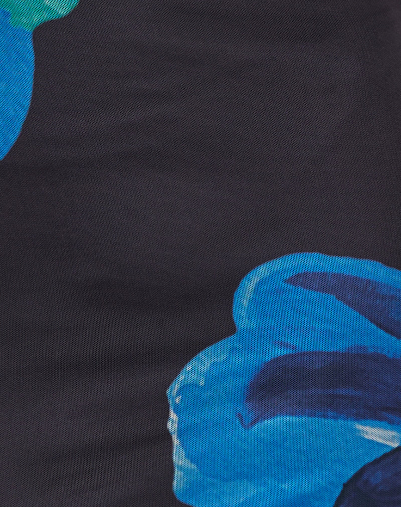 Fayola Printed Maxi Dress in Watercolour Flower Blue