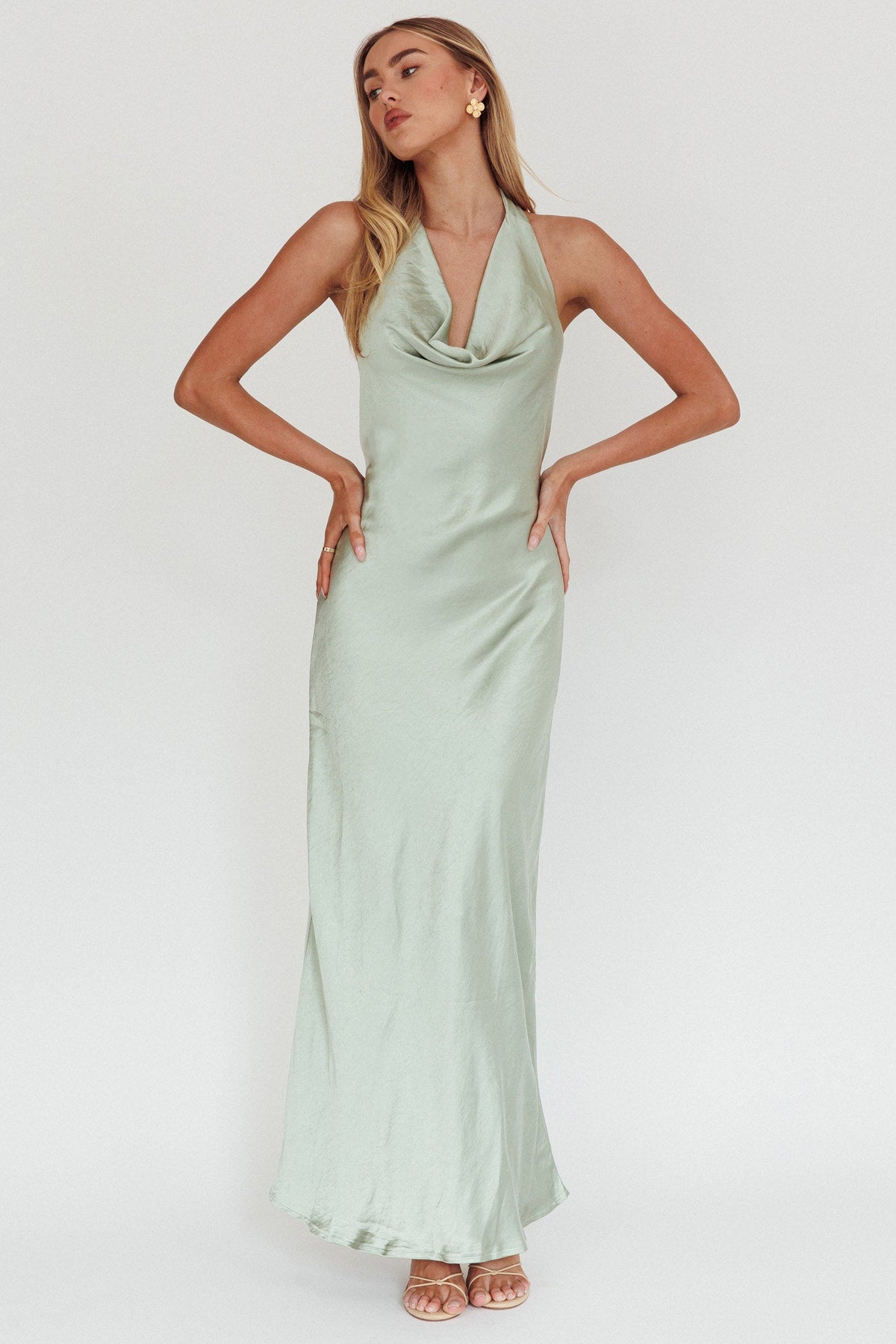 Element Halterneck Maxi Dress Matcha