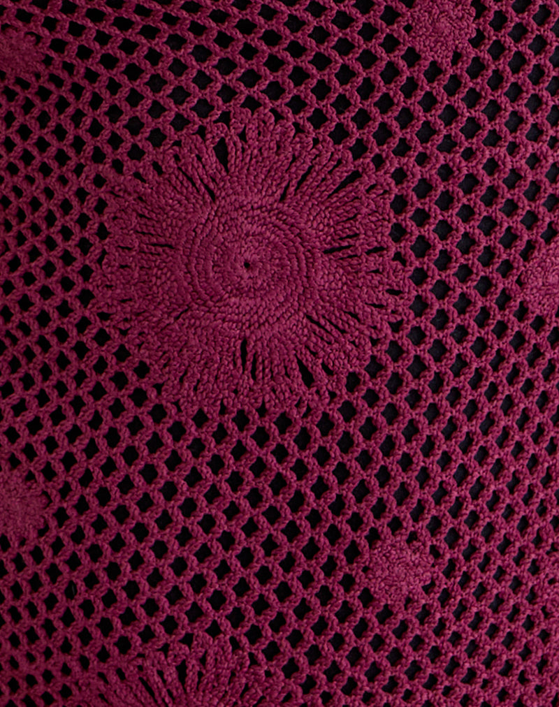 Kaku Mini Dress in Crochet Knit Zinfandel