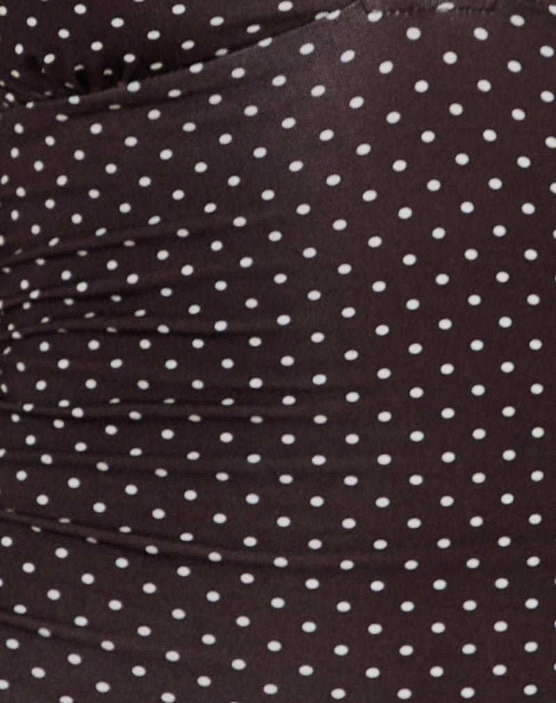 Lanai Mini Dress in Micro Polka Brown