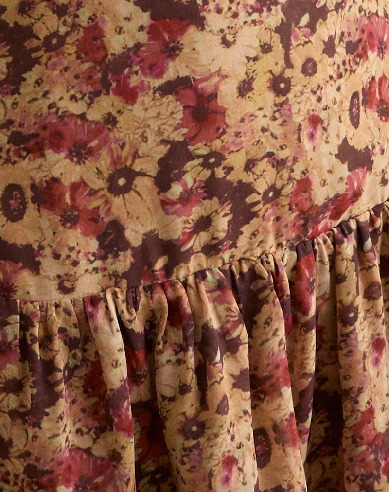Marja Cami Mini Dress in Chiffon Rusty Flower