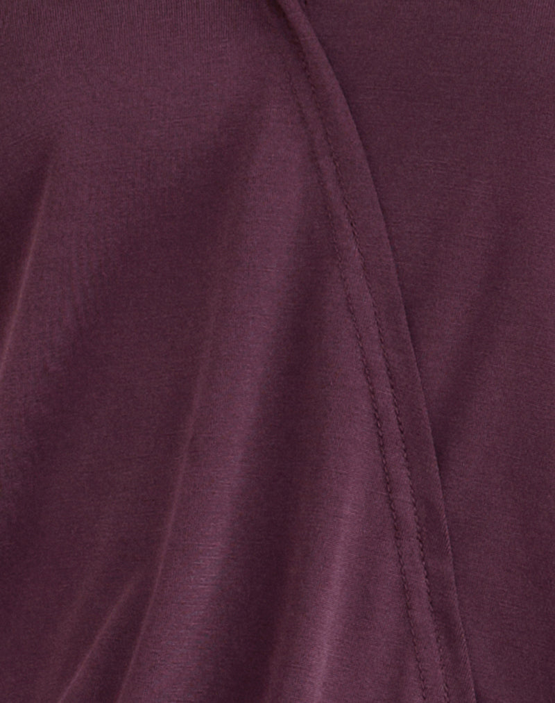 Mihiro Plunge Mini Dress in Cupro Deep Purple