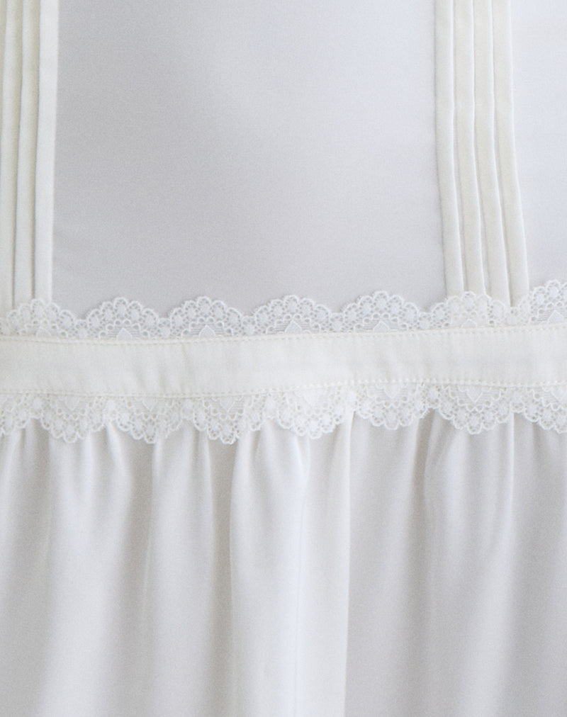 Nesha Ruffle Satin Mini Dress in White