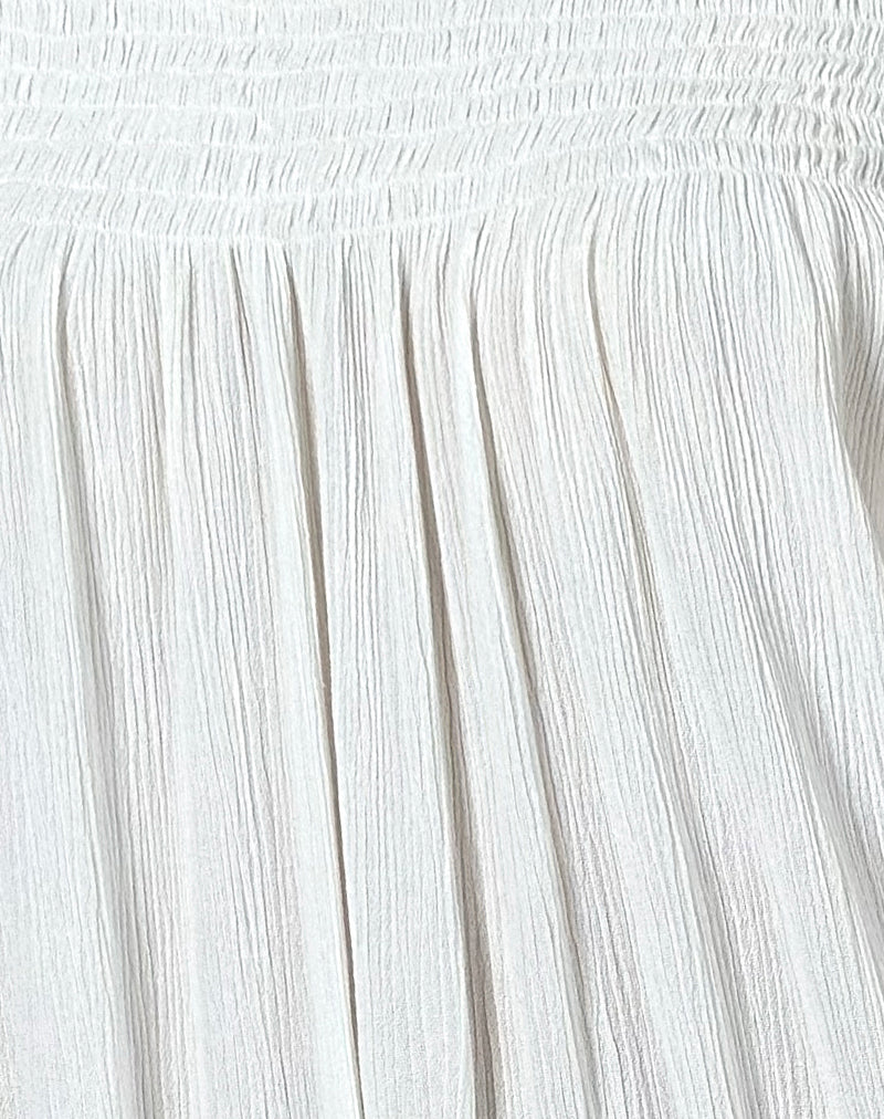 Panasi Bardot Babydoll Mini Dress in Off White