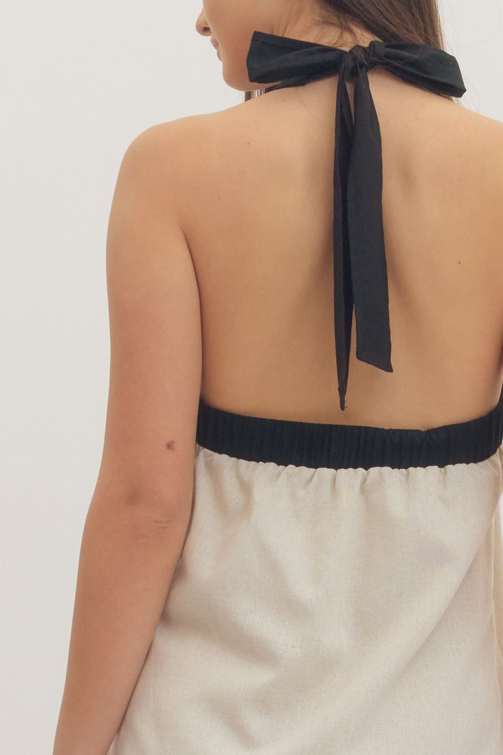 Halter Neckline Linen Dress