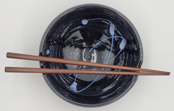 Liscom Hill Pottery - Metallic Black Chopstick Bowl