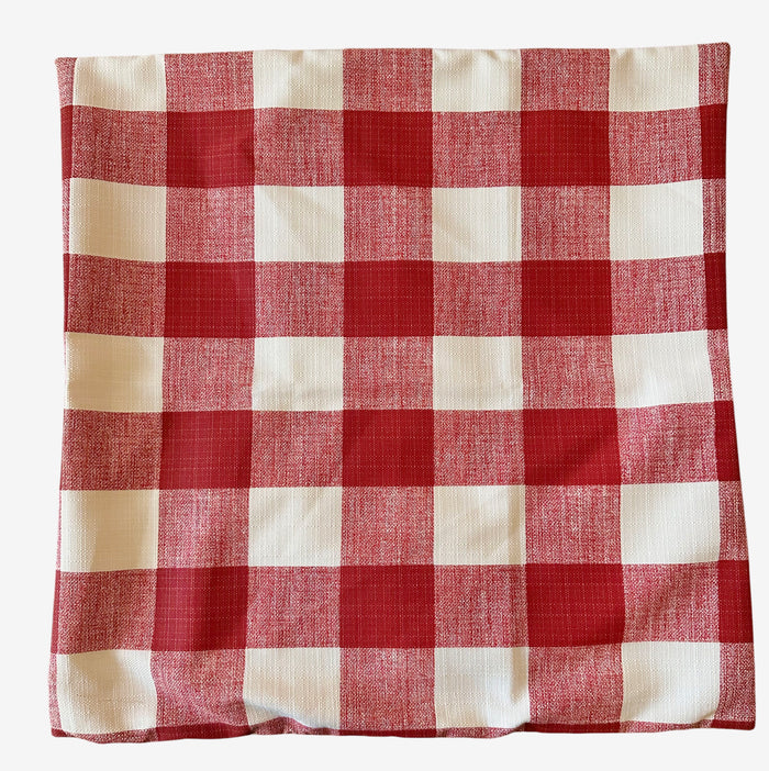 Sale: Outdoor Red and White Buffalo Check Pillow Cover