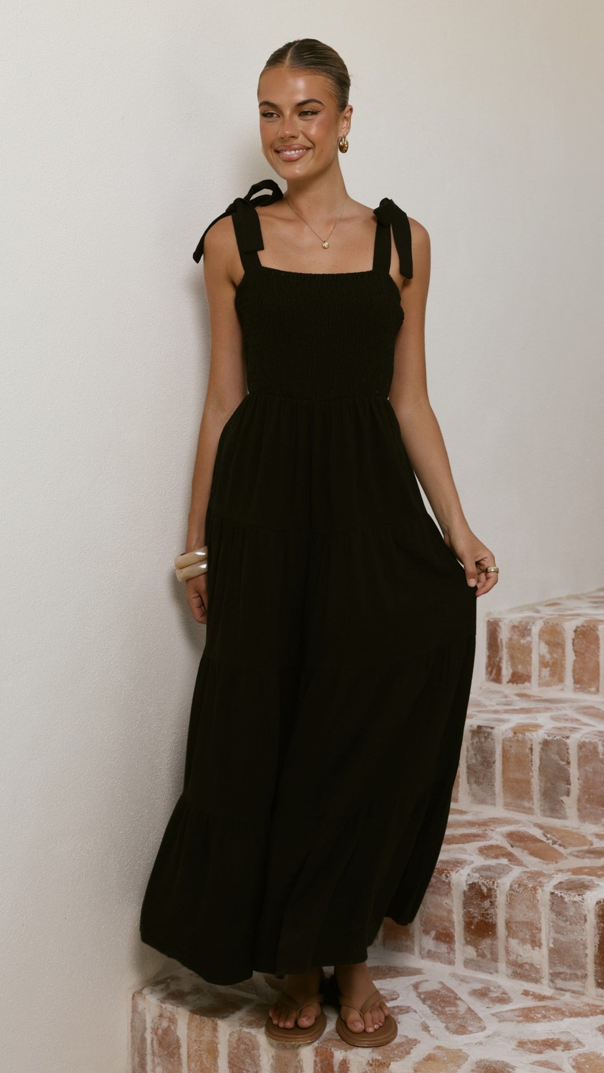 Carlina Tiered Maxi Dress - Black