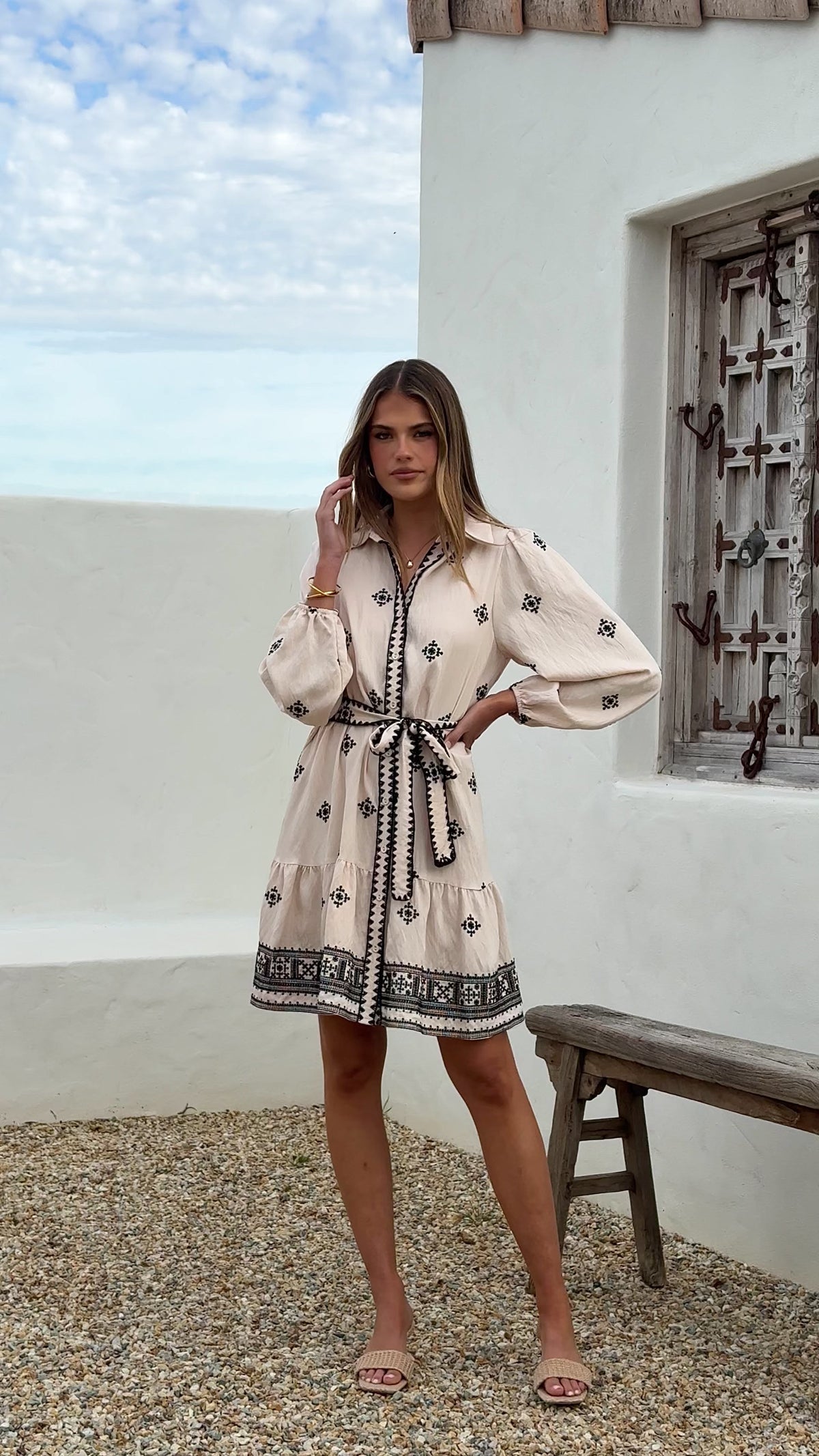 Delainey Mini Dress - Beige/Black
