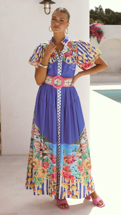 Bloom Maxi Dress - Positano Cobalt