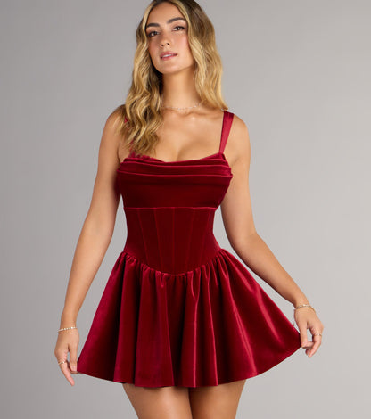 Kyla Velvet Cutout Skater Short Dress