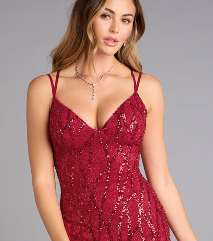 Hartley Lace-Up Sequin Mesh Bodycon Mini Dress