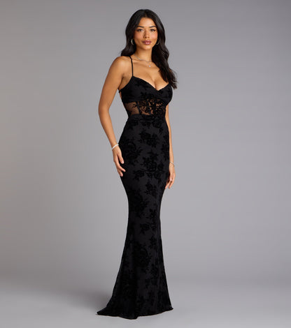 Bethany Lace-Up Mesh Mermaid Formal Dress