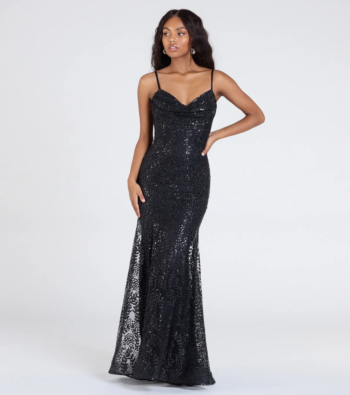 Anna Bustier Mermaid Glitter Sequin Formal Dress
