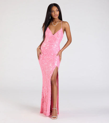 Lora Sequin Lace-Up Mermaid Dress