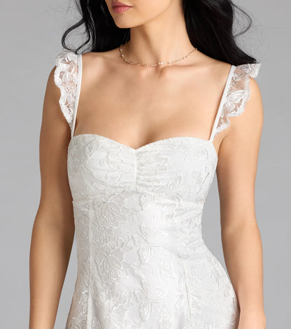 Enchanting Impression Butterfly Lace-Up Skater Dress