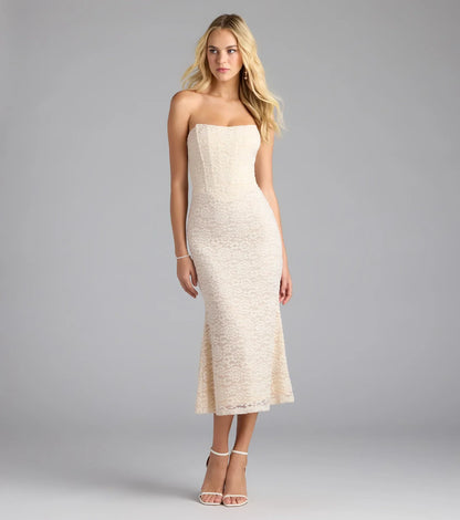 Romantic Twist Corset Mermaid Midi Dress