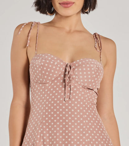 Perfectly Poised Sweetheart Polka Dot A-Line Dress