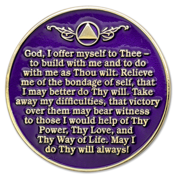 1 to 50 Year Sobriety Mint Twisted Tree of Life Gold Plated AA Recovery Medallion/Chip/Coin - Purple