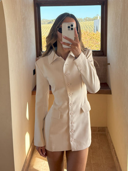 Cheri Long Sleeve Mini Dress - Cream