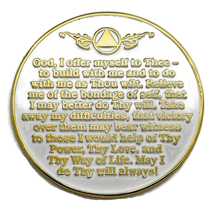 16 Year Sobriety Mint Twisted Tree of Life Gold Plated AA Recovery Medallion - Sixteen Year Chip/Coin - White