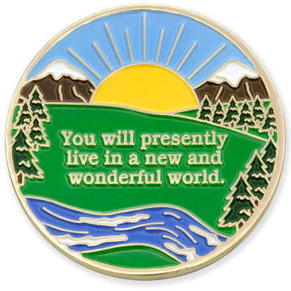 17 Year Sobriety Mint Winding River Gold Plated AA Recovery Medallion - Seventeen Year Chip/Coin + Velvet Box