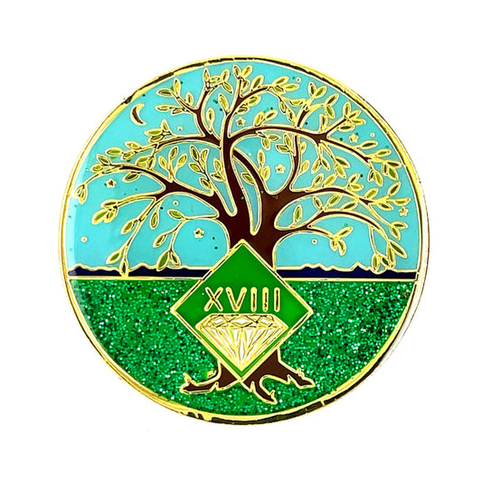 18 Year Tree of Life Specialty Tri-Plated NA Recovery Medallion - Eighteen Year Chip/Coin