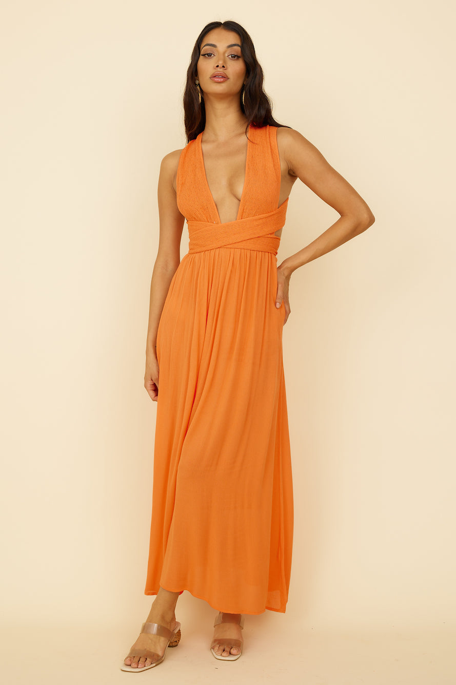 Skyfall Midi Dress Orange