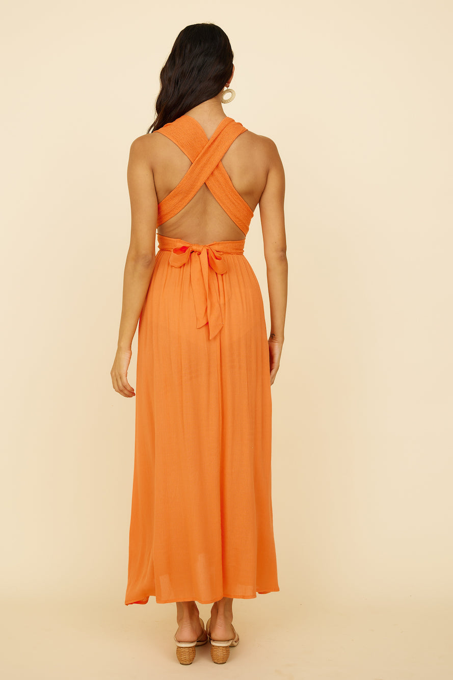 Skyfall Midi Dress Orange
