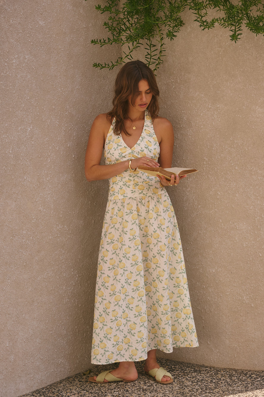 Limoncello Halter Maxi Dress Yellow