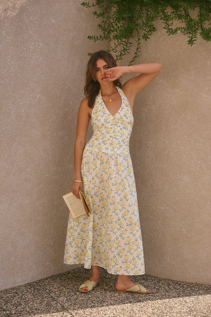 Limoncello Halter Maxi Dress Yellow
