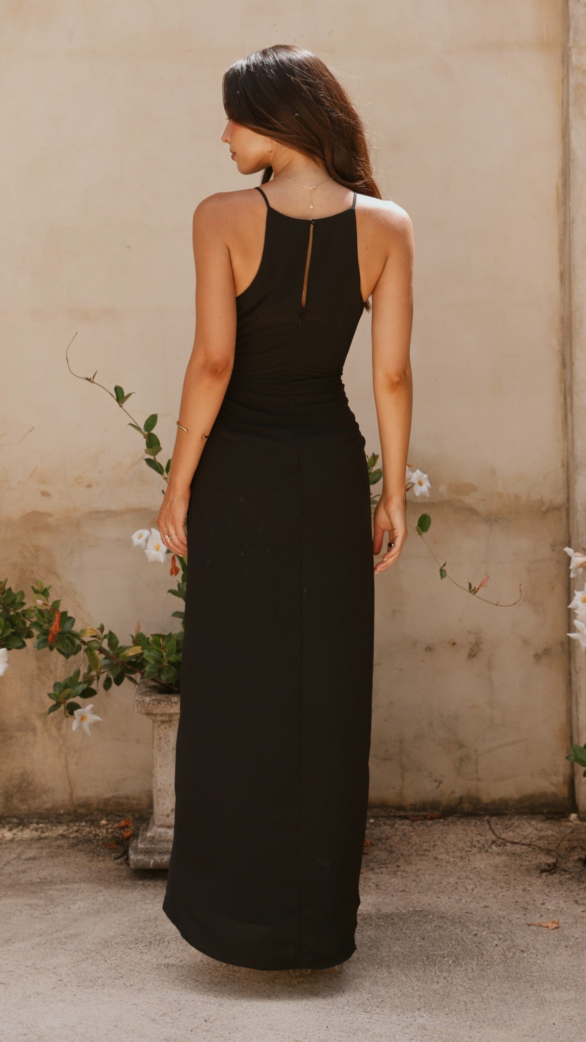 Genevieve Boat Neck Maxi Dress - Black