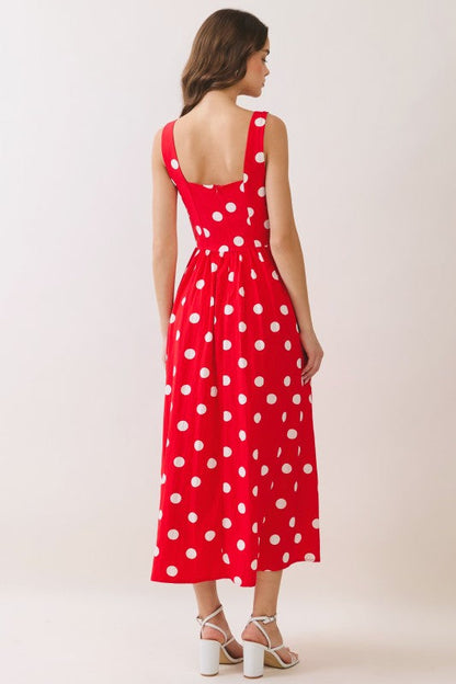 On Fire Polka Dot Midi Dress