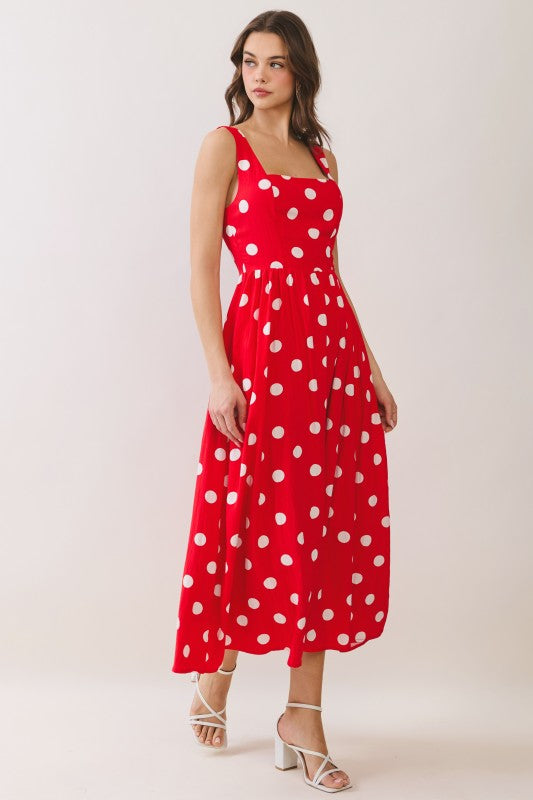 On Fire Polka Dot Midi Dress