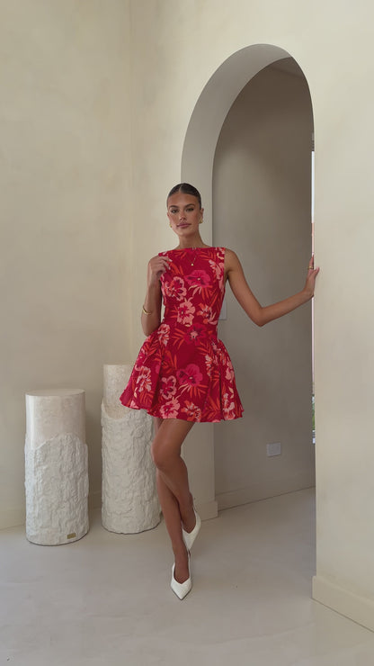 Canika Mini Dress - Red Floral