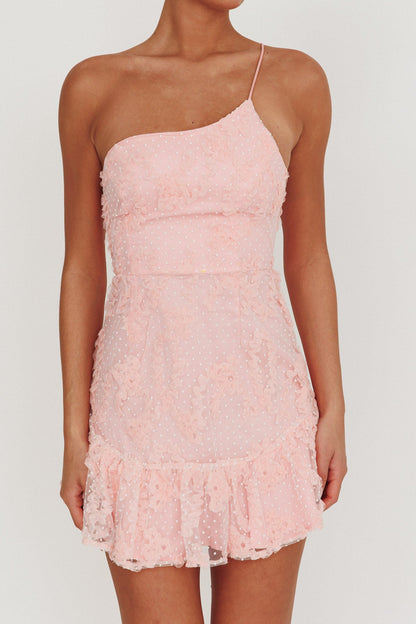 Lilah One Shoulder Embellished Dress Blush