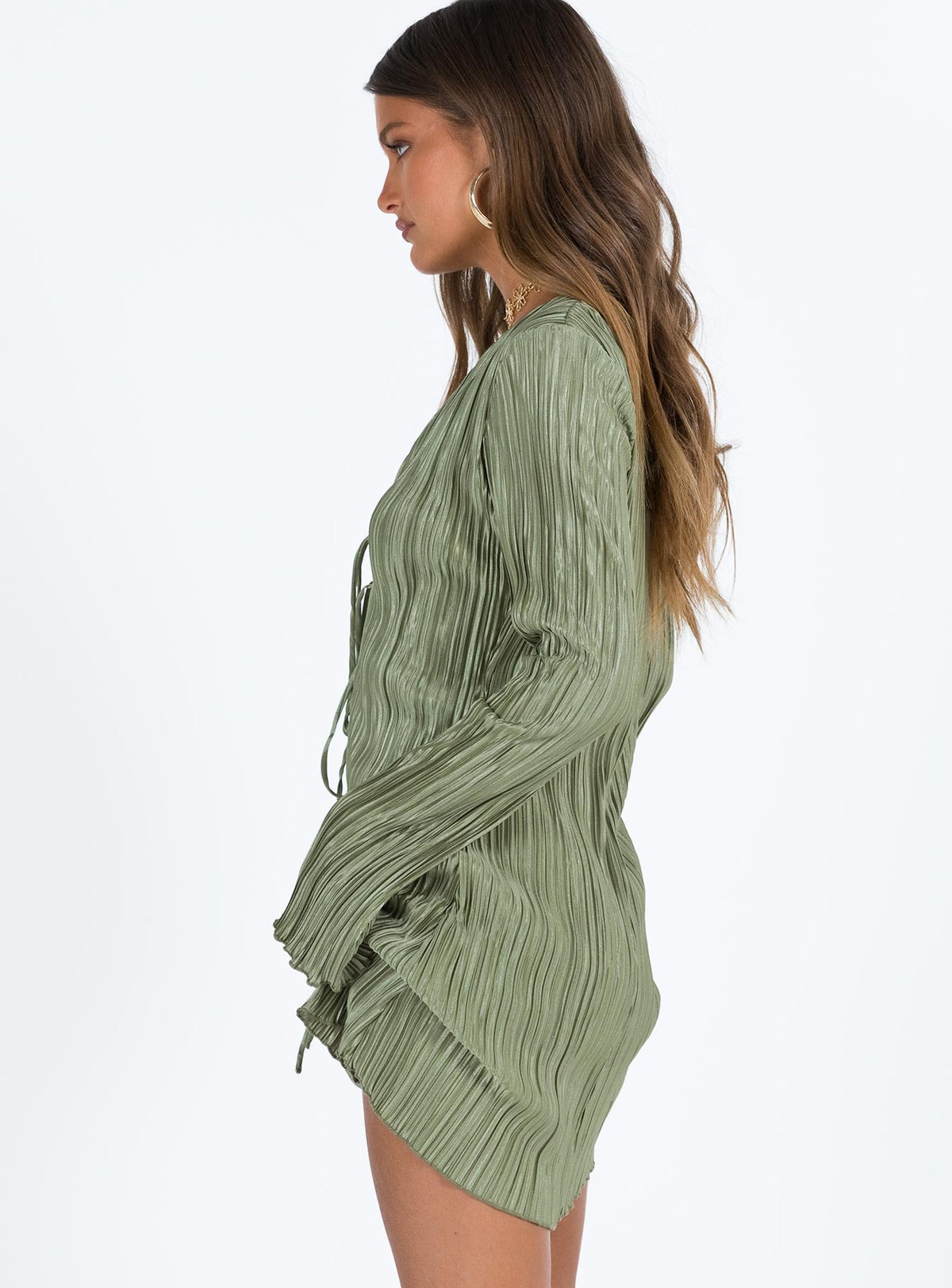 Malop Long Sleeve Mini Dress Sage