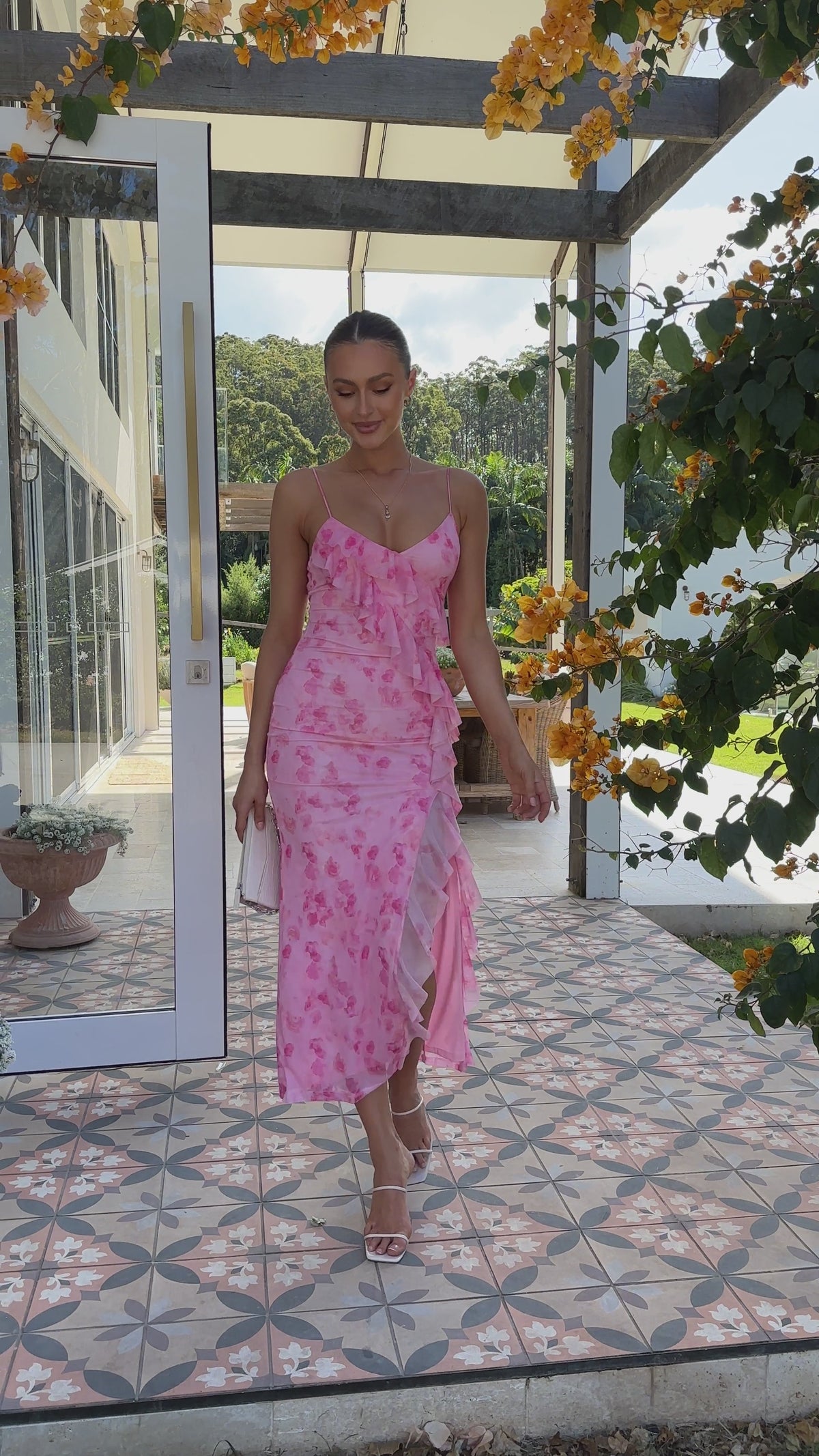 Debbie Midi Dress - Pink Floral
