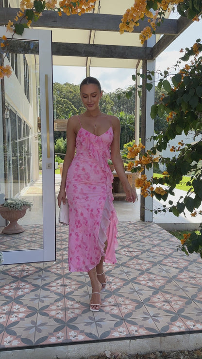Debbie Midi Dress - Pink Floral