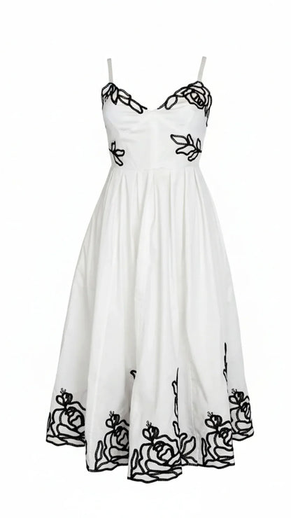 Elara Embroidered Midi Dress