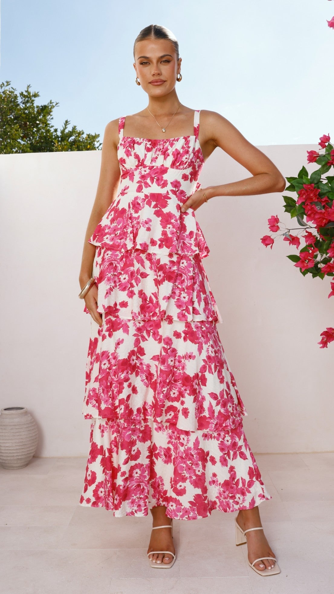 Odilia Maxi Dress - Pink/White Floral