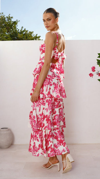 Odilia Maxi Dress - Pink/White Floral