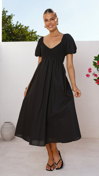 Sahirah Midi Dress - Black