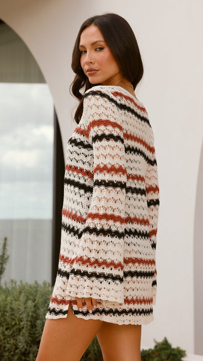 Bron Mini Dress - Natural Stripe