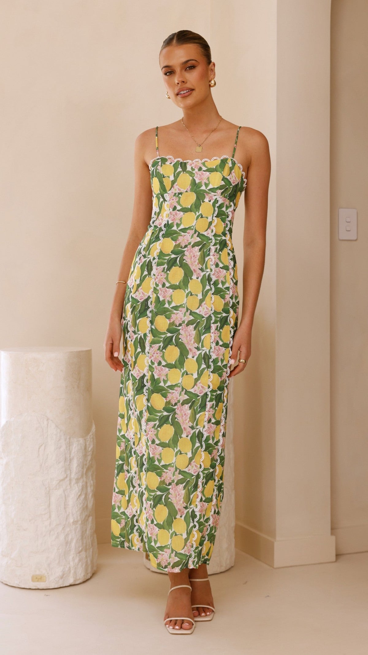 Carlia Midi Dress - Lemon Print